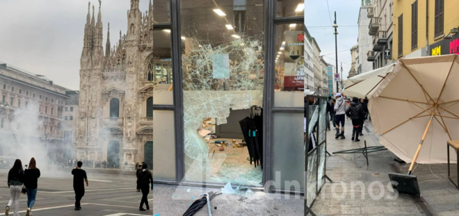 (foto Adnkronos degli scontri di Milano)