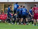 Tutti su Torraca dopo la magnifica rovesciata dell'1-1 al Fortunati (Foto Samuele Lucchi - Solbiatese Calcio 1911)