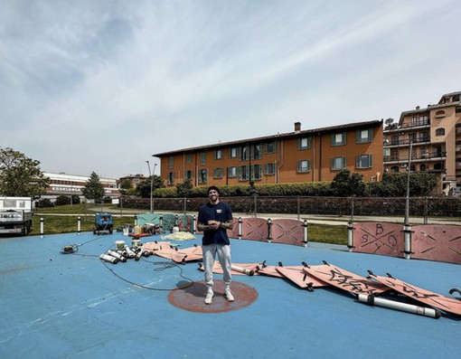 Tommaso Marino nel campo Slums Dunk in corso d'opera a Legnano