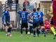 Torraca vuole sentire il boato del Chinetti dopo il fantastico gol del Fortunati contro il Pavia (foto Samuele Lucchi - Solbiatese Calcio 1911)