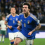 Sandro Tonali dopo il gol del vantaggio (foto Afp/Adnkronos)