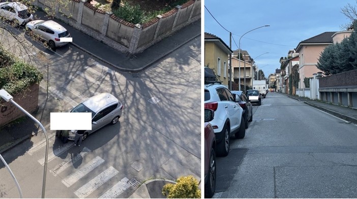 Un'auto coinvolta nell'incidente di oggi e a lato uno scorcio di via Orazio Un'auto coinvolta nell'incidente di oggi e a lato uno scorcio di via Orazio