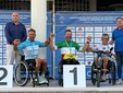 Il podio della corsa a cronometro dei campionati italiani di paraciclismo
