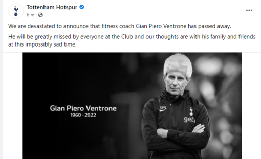 Lutto nel mondo del calcio: è morto &quot;il marine&quot; Giampiero Ventrone, storico preparatore atletico della Juve. Aveva 62 anni