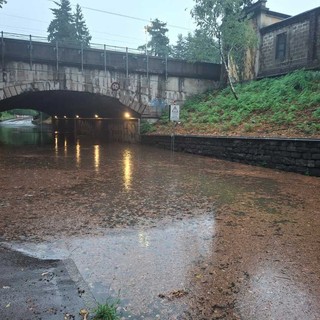 Nell'acqua di via Tasso galleggiavano anche tante foglie ieri Nell'acqua di via Tasso galleggiavano anche tante foglie ieri