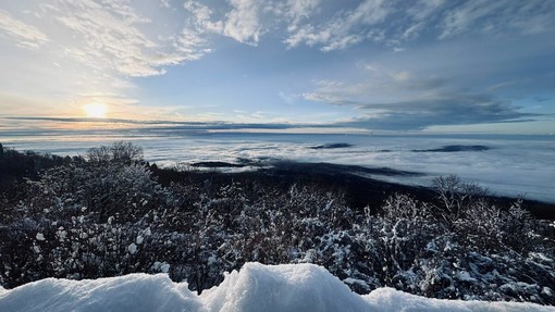 Un'immagine della neve di quest'anno al Campo dei Fiori