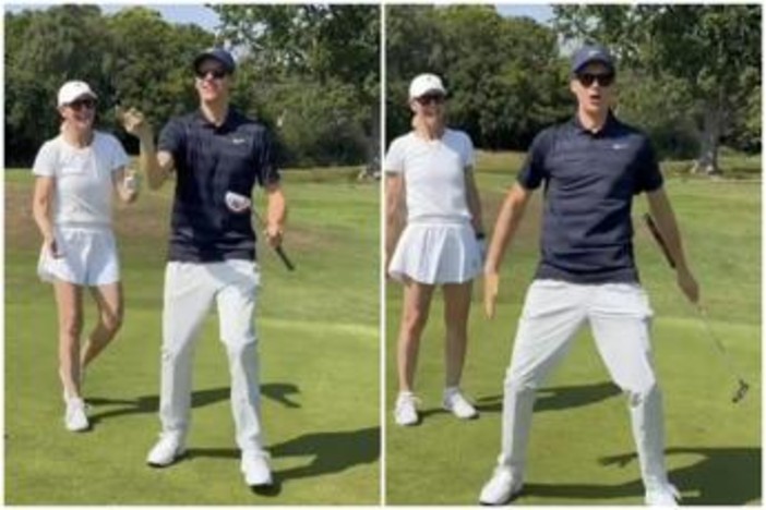 Sinner, buca a golf ed esultanza... alla Ronaldo