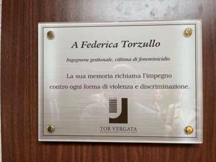 Ghiron (Tor Vergata): "Aula intitolata a Federica Torzullo ci invita a non restare indifferenti"