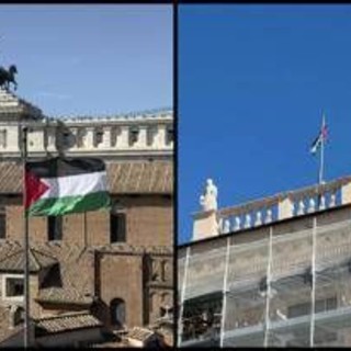 Bandiera Palestina sul Campidoglio, il Comune di Roma: "Accanto fiocco giallo per ostaggi"