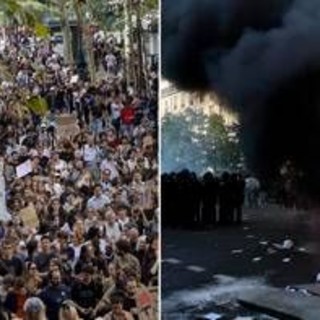 Studenti in piazza in tutta la Francia, scontri a Parigi: manifestanti lanciano pietre, polizia risponde con lacrimogeni